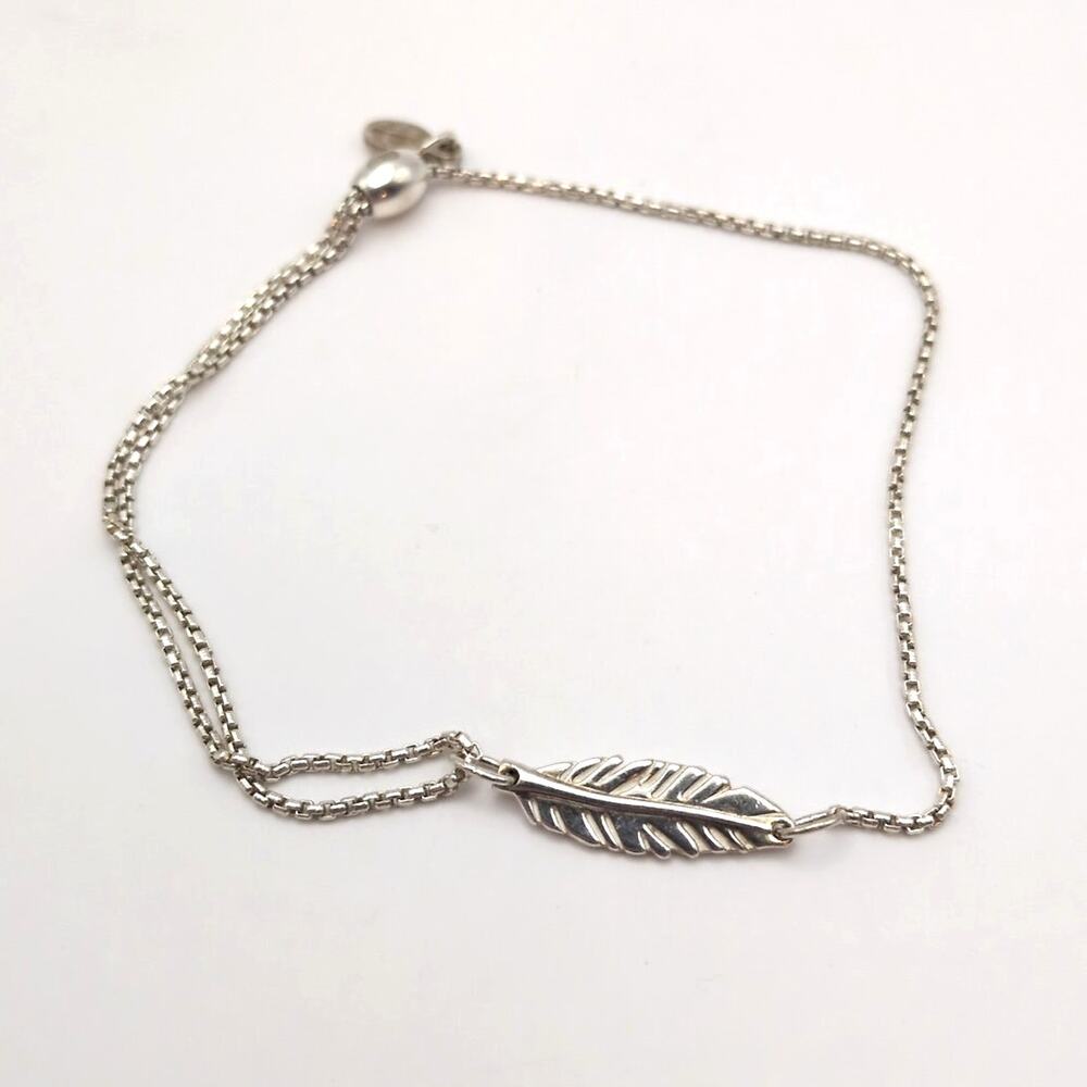 Alex and Ani Sterling Silver 925 Feather Pull Chain Adjustable Bracelet